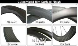 1 Pair 700C Carbon Rims Tubular/Clincher/Tubeless 20/24 Holes Road Bicycle Rims