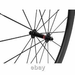 25mm 50mm Carbon Clincher Wheel 700C Novatec 3k Matt Road Bike Aero Spokes