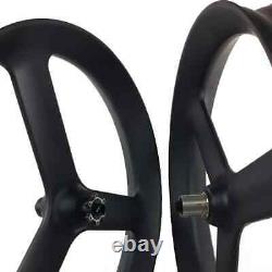 26er 90x40mm Tubeless Snow Fat Bike 3 Spokes Carbon Wheelset with Thru Axle Hub