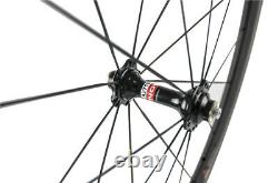 38/50/60/80mm Clincher Carbon Wheelset Road Bike Alloy Brake Surface 700C Wheels