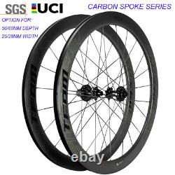 50mm Carbon Disc Brake Wheelset 28mm width Tubeless Carbon Spoke Road Wheels