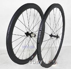50mm Clincher Tubeless Carbon Wheel set 23mm Road Bike 700C 3k Matt Rim Powerway