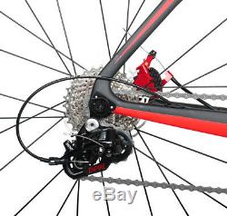 52cm Disc brake Carbon Bicycle AERO Road Bike Red 700C Frame Wheels Clincher 11s