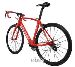 54cm AERO Carbon Bike Frame Road Bicycle Wheels Clincher 700C V brake Red glossy