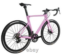 54cm Road Bike Carbon Disc Brake 700C Race Frame Alloy Wheels Clincher Pink