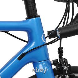 58cm Full Bike Carbon Road bicycle Wheels 11s Frame Fork V brake Blue 700C light