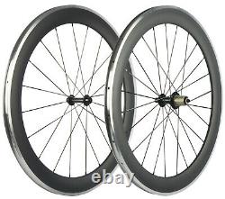 60mm Carbon Wheels Road Bike Clincher Alumunum Brake Surface Wheelset 700C Bike
