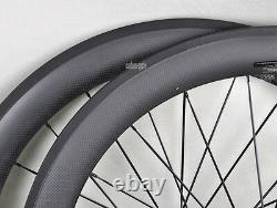 60mm Carbon Wheelset Clincher Road Bike wheels 700C 3k Matt rim brake Novatec