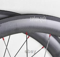 60mm Carbon Wheelset Clincher Road Bike wheels 700C 3k Matt rim brake Novatec