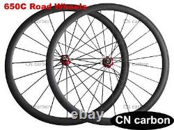 650C 38mm Clincher Tubeless Racing Bike Carbon Fiber Road Bicycle Wheels