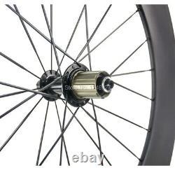 700C 100% Carbon Fibre Wheelset for Road Bike Tubular Wheels Clincher 23mm Width