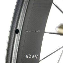 700C 100% Carbon Fibre Wheelset for Road Bike Tubular Wheels Clincher 23mm Width