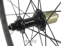 700C 38mm Clincher Bicycle Wheels Road Bike Carbon Wheelset 23mm Width Matte