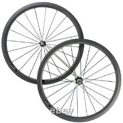 700C 38mm Quick Release Carbon Wheelset Road Bike Wheels Clincher Tubeless