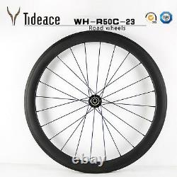 700C 3K 50mm Full Carbon Road Racing Bike Bicycle Wheelset 20/24h Wheels OEM Rim