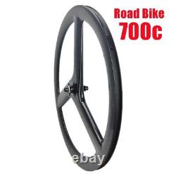 700C 3 Spokes Fixied Gear Carbon Wheelset Track Road Bike Wheels 20MM Width
