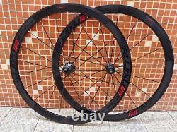 700C 40mm Road Bike Wheelset Carbon Fiber Hub Race Bike Rim Brake Wheels 16/21H