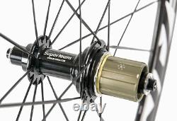 700C 50mm Carbon Wheels Road Bike Clincher Bicycle Wheelset Shimano 3k Matte US