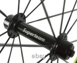 700C 50mm Clincher Carbon Bicycle Wheels Road Bike Racing Wheelset 3k Glossy