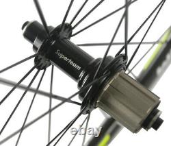 700C 50mm Clincher Carbon Bicycle Wheels Road Bike Racing Wheelset 3k Glossy
