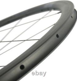 700C 50mm Front+Rear Carbon Wheels Road Bike 23mm Clincher Bicycle Wheelset R7