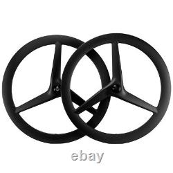 700C 55mm Road Bike Tri Spoke Carbon Wheels Tubeless Tri Spoke Carbon Wheelset