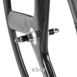 700C 56mm Track Bike Carbon Tri Spoke Wheelset 3 Spokes Carbon Wheels Road Bike