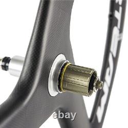 700C 56mm Tri Spoke Carbon Wheelset Front+Rear Road Bike Cycle Carbon Wheels