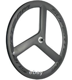 700C 56mm Tri Spoke Front Carbon Wheel Track/Road Bike Carbon Wheel Clincher Mat