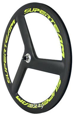 700C 56mm Tri Spoke Front/Rear Carbon Wheel Track/Road Bike Clincher Wheel 3K