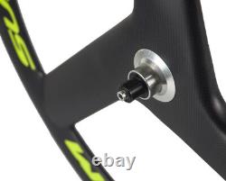 700C 56mm Tri Spoke Front/Rear Carbon Wheel Track/Road Bike Clincher Wheel 3K