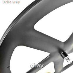 700C 5 Spokes Carbon Wheels Track Road Bike Wheelset Fixed Gear Bicycle Wheels