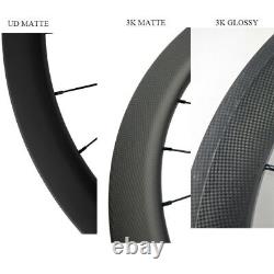 700C 60/88mm Clincher Carbon Wheels Road Bicycle Wheel 3K Matte Cycling Wheelset