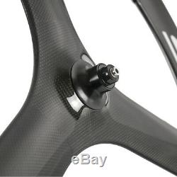 700C Carbon 3 Spoke Wheel Road Bike Front Tri Spoke 65mm Tri Spoke Bicycle Wheel