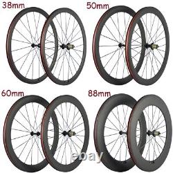 700C Carbon Bicycle Wheels For Road Bike 25mm Width 38/50/60/88mm Basalt Braking