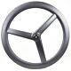 700c Carbon Fiber 3 Spokes Wheels Road Bike Wheelset Center Lock Hub 28x55mm