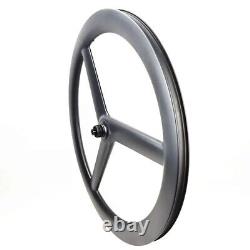 700C Carbon Fiber 3 Spokes Wheels Road Bike Wheelset Center Lock Hub 28x55mm