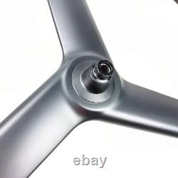 700C Carbon Fiber 3 Spokes Wheels Road Bike Wheelset Center Lock Hub 28x55mm