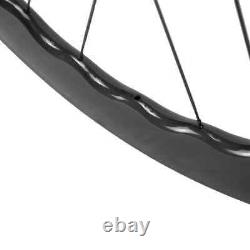 700C Carbon Fiber 65mm Road Bicycle Wheelset Clincher Wheels UD Glossy Rim brake