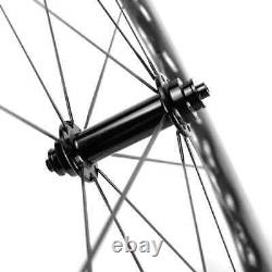 700C Carbon Fiber 65mm Road Bicycle Wheelset Clincher Wheels UD Glossy Rim brake