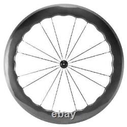 700C Carbon Fiber 65mm Road Bicycle Wheelset Clincher Wheels UD Glossy Rim brake