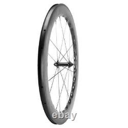 700C Carbon Fiber 65mm Road Bicycle Wheelset Clincher Wheels UD Glossy Rim brake