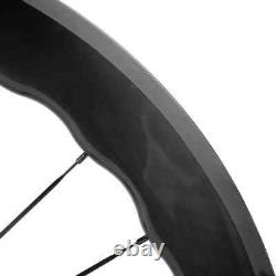 700C Carbon Fiber 65mm Road Bicycle Wheelset Clincher Wheels UD Glossy Rim brake