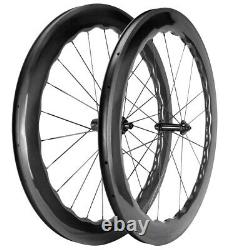 700C Carbon Fiber 65mm Road Bicycle Wheelset Clincher Wheels UD carbon fiber rim