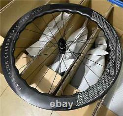 700C Carbon Fiber Bike Wheelset 65/60mm Disc Brake Thru Axle Road Bicycle Wheels