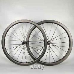 700C Carbon Fiber Clincher Tubeless Tubular Wheels Road Bike Wheelset 38x25mm