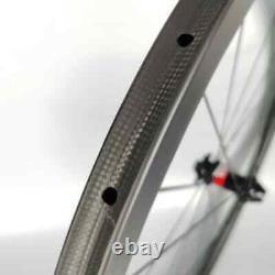 700C Carbon Fiber Clincher Tubeless Tubular Wheels Road Bike Wheelset 38x25mm