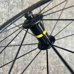 700C Carbon Fiber Road Bike Wheel Set Clincher Tubular Bicycle Wheels Matt