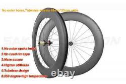 700C Carbon Fiber Road Bike Wheels 88mm Depth 23mm Wide Tubeless Matte/Glossy