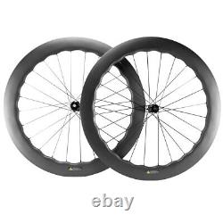 700C Carbon Fiber Road Bike Wheelset Disc Brake Clincher/Tubeless Wheels